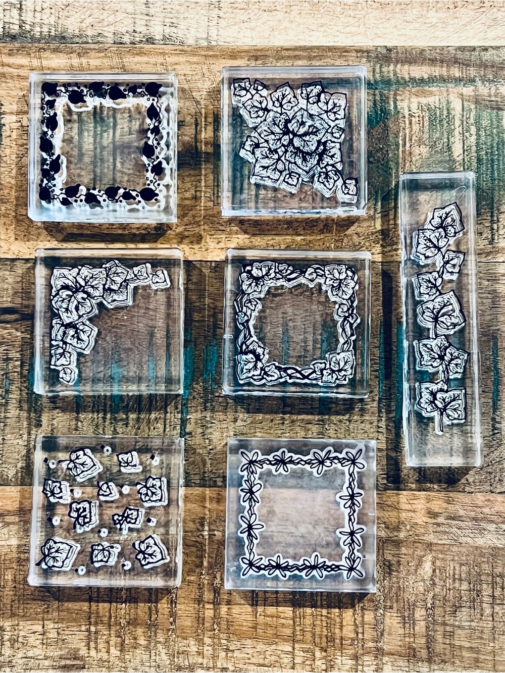 Nature Theme Acrylic Block Mounted Rubber Stamps Ivy Frames Border Floral